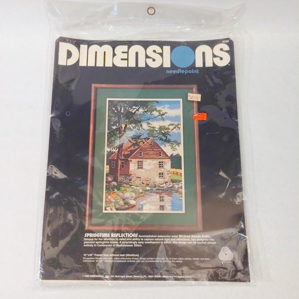 Vintage 1983 Dimensions Needlepoint Kit Springtime Reflections Almost Completed - Picture 2 of 11
